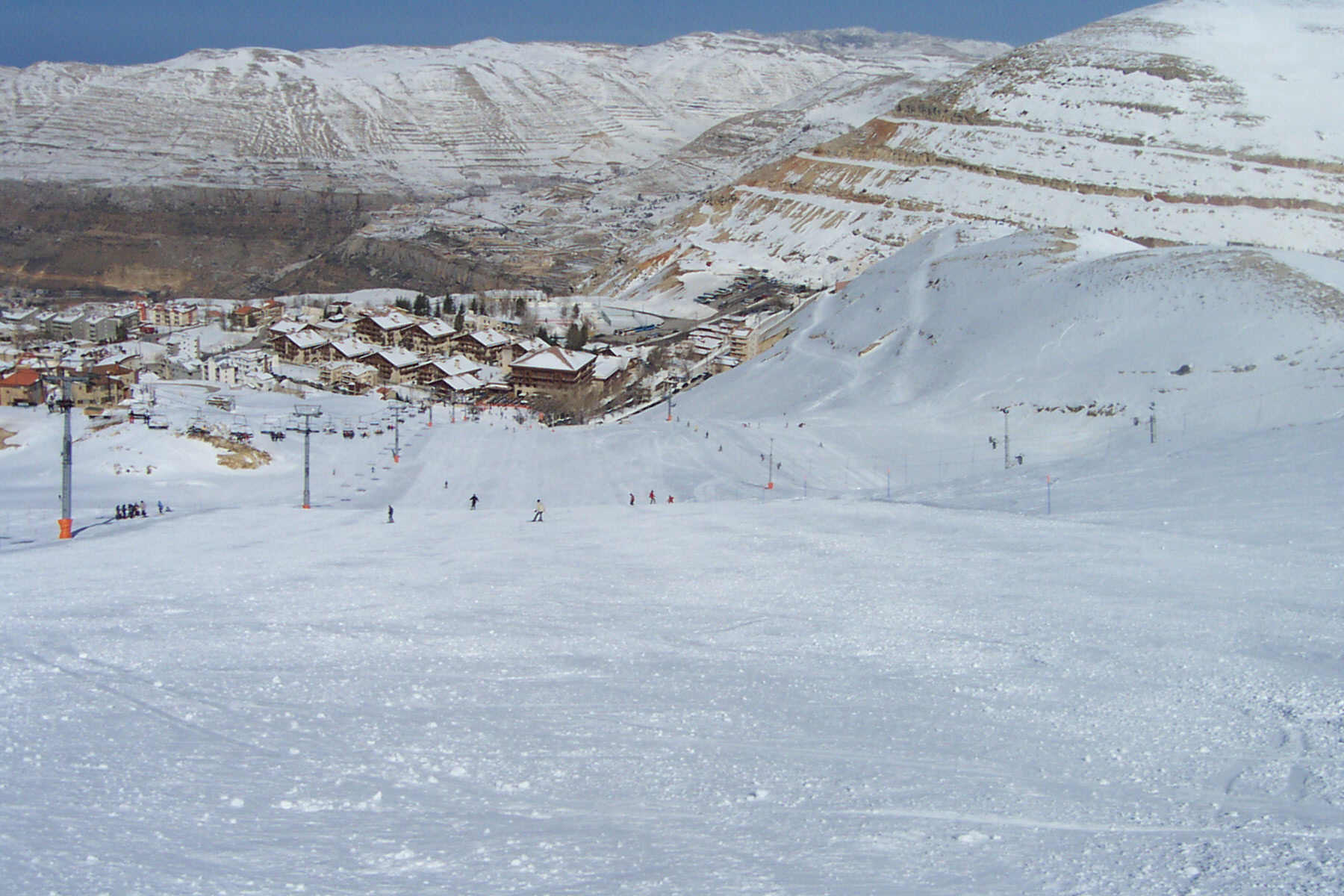 View from the refuge slope towards the Intercontinental Mountain Resort and Spa at Faraya Mzaar, Lebanon